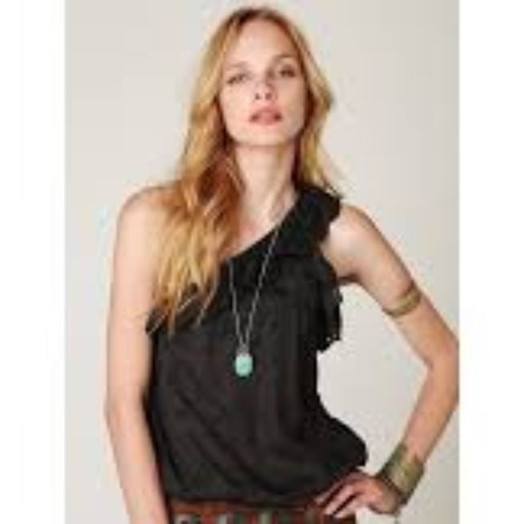 Free People Ruffled Eylet one shoulder top - Picture 2 of 4